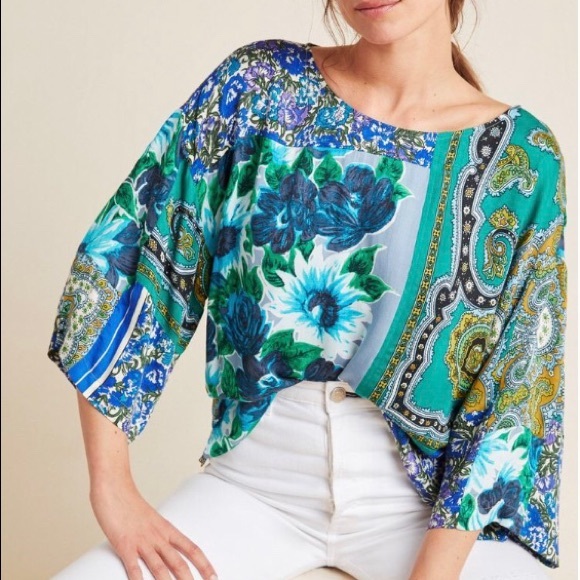 NWT Anthropologie ellery mixed print blouse - Picture 3 of 6